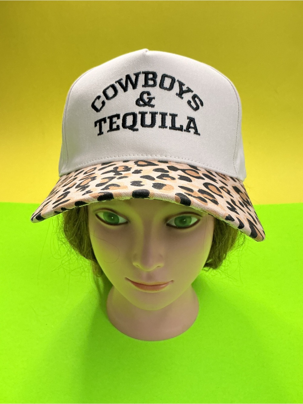 Cowboys & Tequila Leopard Brim Trucker Hat - Cream